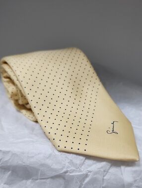 Givenchy Men's Cream Polka Dot Silk Tie - Signature Script